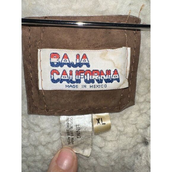 BAJA California Vintage Leather Sherpa Lined Vest  Size XL - Picture 11 of 12